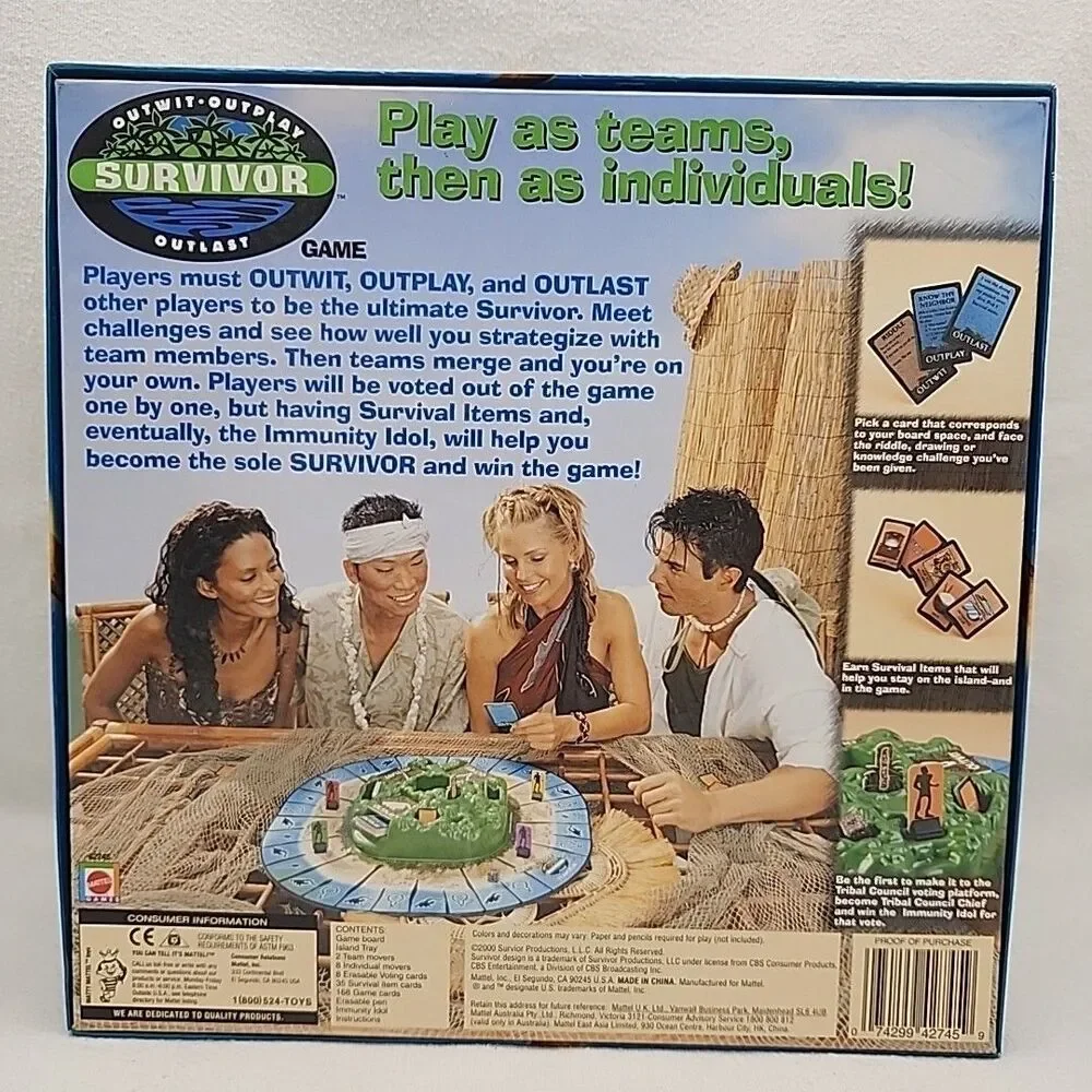Game Survivor Board Outwit Outplay Outlast Mattel 2000 TV Show CBS Competition